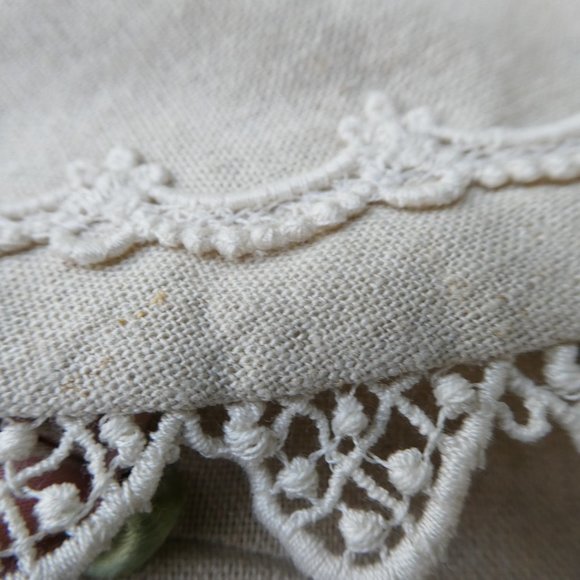 Vintage Peasant Midi Dress Fit Flare Empire Linen Blend Empire Twist Back Tie 14 - Picture 5 of 11